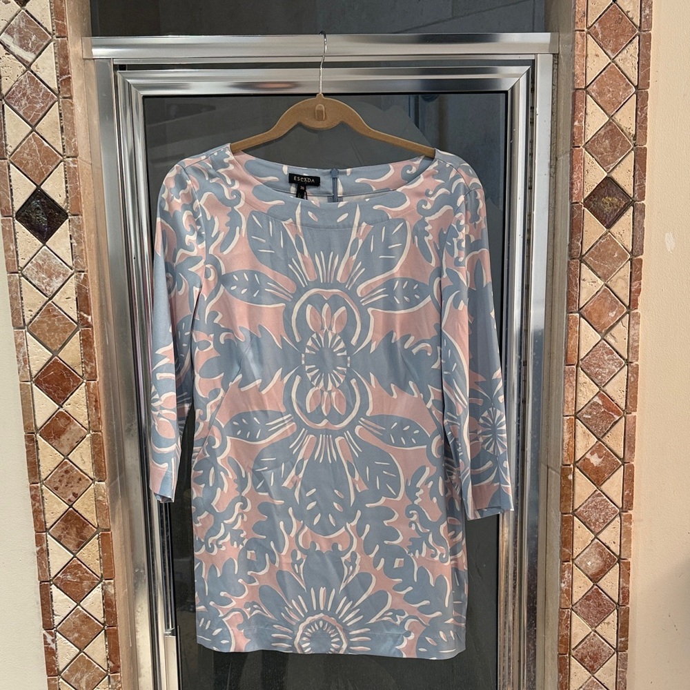 Escada Blue and Pink Mini Dress
